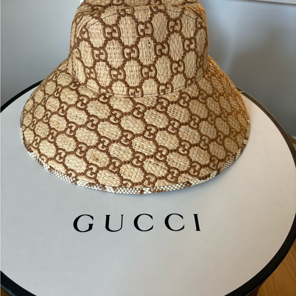 Gucci Tan and Brown Monogram Hat - Picture 2 of 3